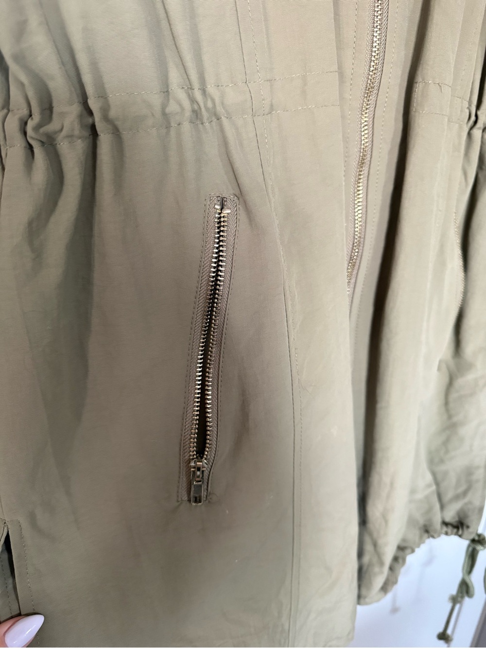 Daisy Olive Drawstring Hooded Fall Jacket - Picture 7 of 11